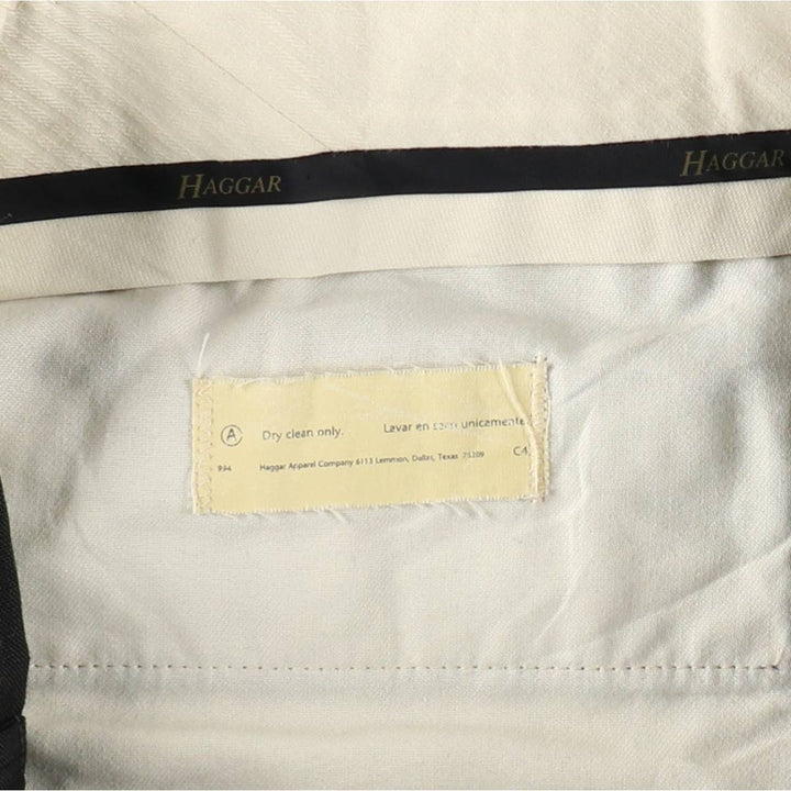 HAGGER Stripe Pattern Two-Pleat Slacks Pants, Made in USA, Men's W32 (approx.) polyester black type Vintage Second Hand