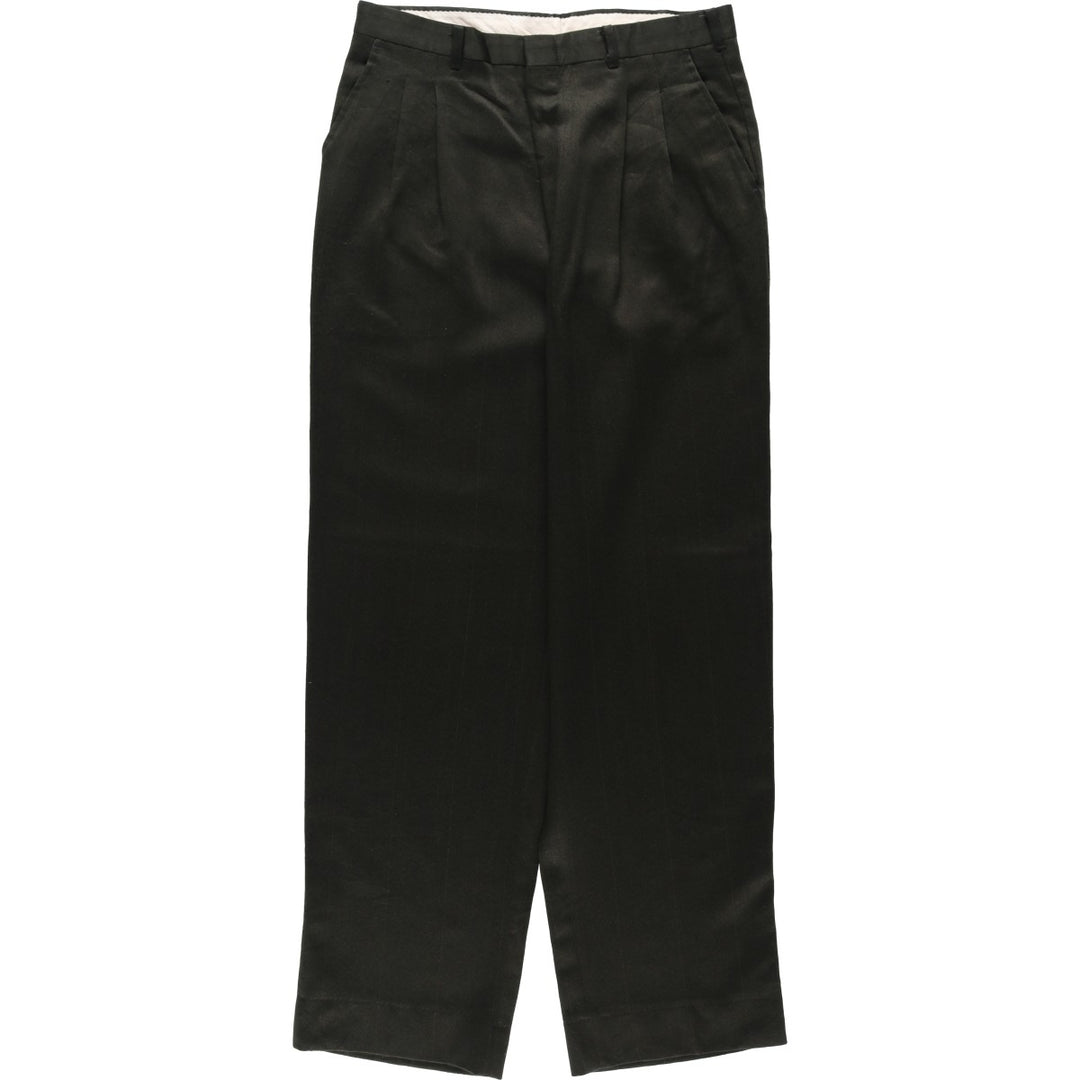 Two-pleat slacks for men, equivalent to W31 unclear dark green Vintage Second Hand