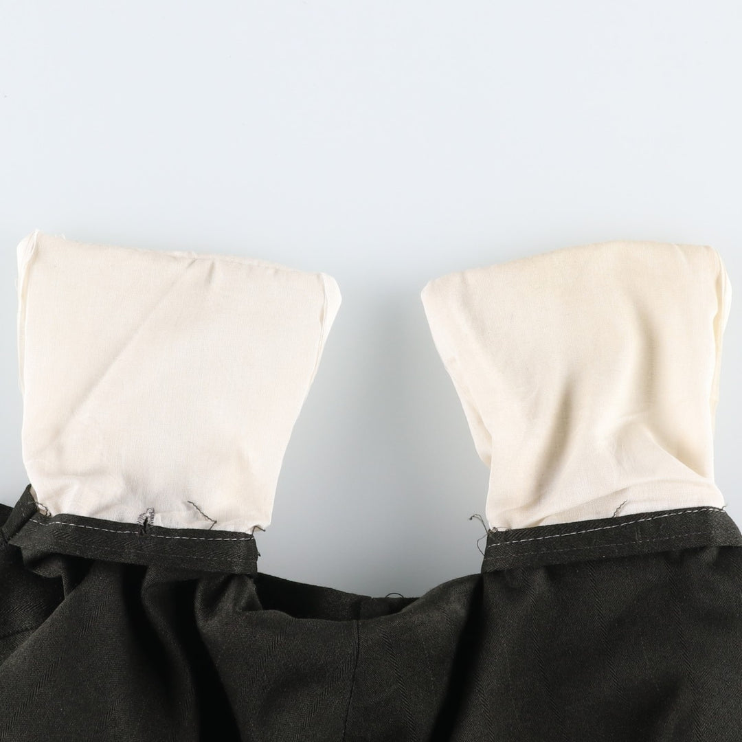 Two-pleat slacks for men, equivalent to W31 unclear dark green Vintage Second Hand