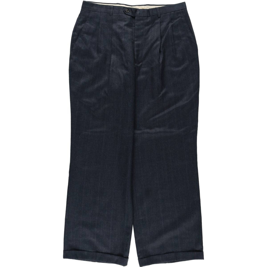 Stripe Pattern Slacks Pants Men's W32 unclear navy blue type Vintage Second Hand