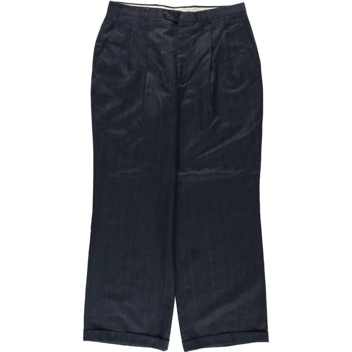 Stripe Pattern Slacks Pants Men's W32 unclear navy blue type Vintage Second Hand