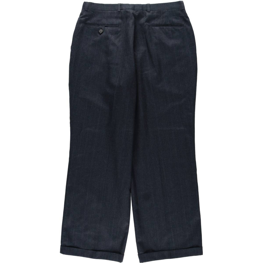 Stripe Pattern Slacks Pants Men's W32 unclear navy blue type Vintage Second Hand