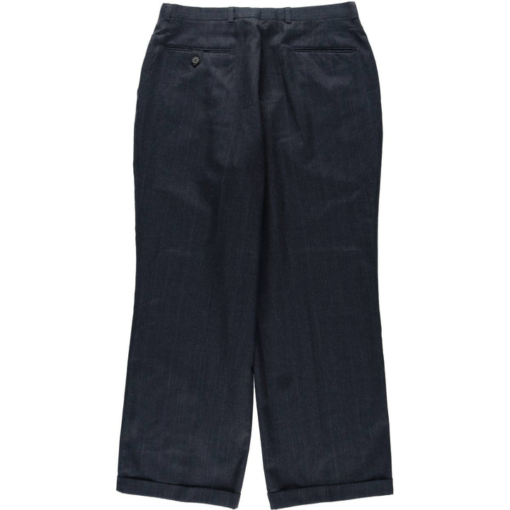 Stripe Pattern Slacks Pants Men's W32 unclear navy blue type Vintage Second Hand