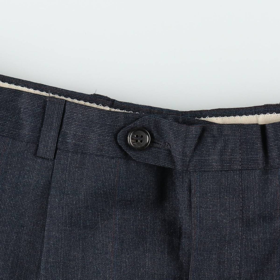 Stripe Pattern Slacks Pants Men's W32 unclear navy blue type Vintage Second Hand