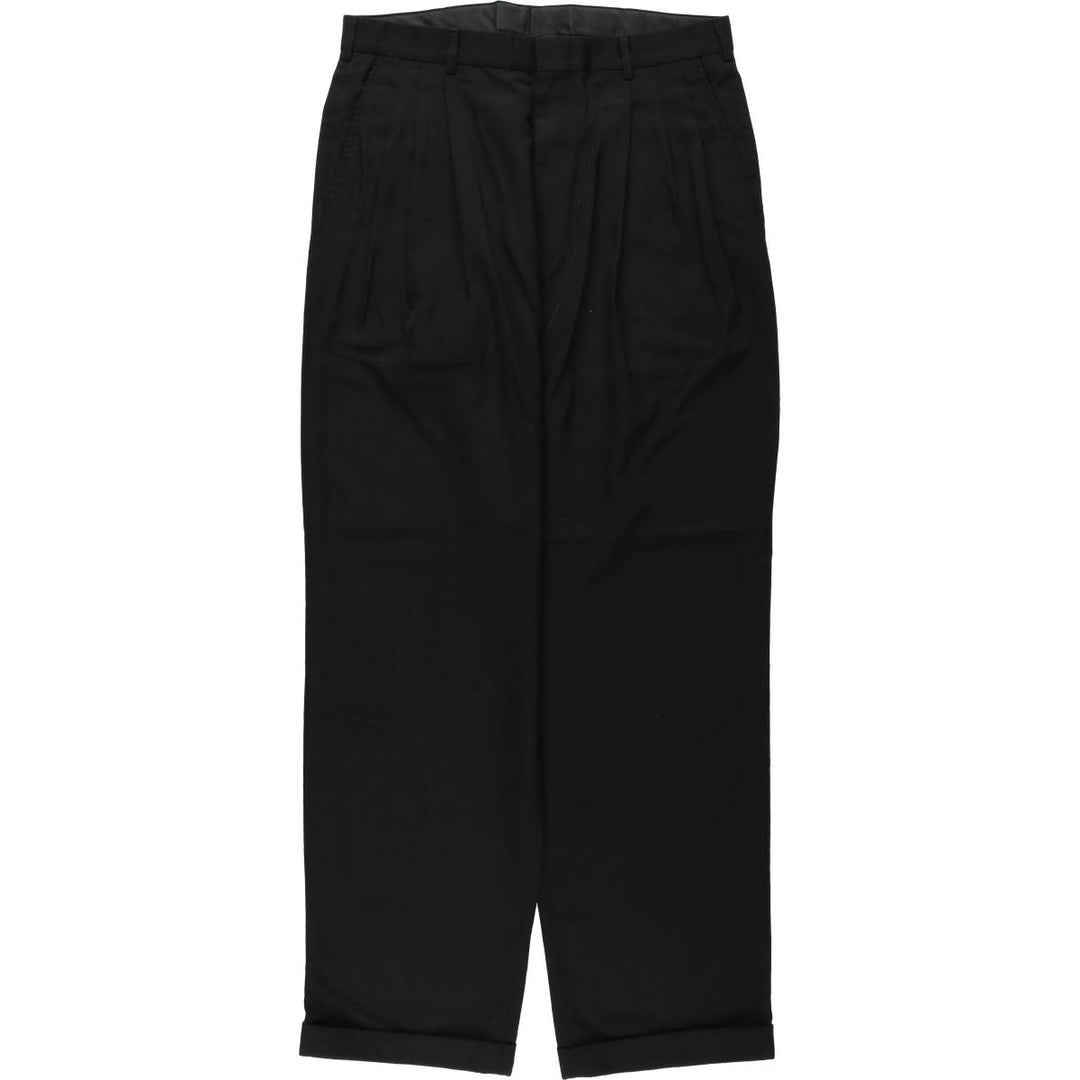 CITY STREETS CUSTOM FIT SUITS Three-pleat slacks pants, men's size W32 (approx.) polyester black type Vintage Second Hand