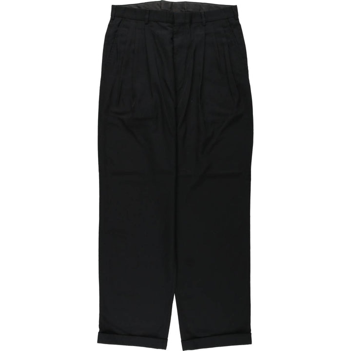 CITY STREETS CUSTOM FIT SUITS Three-pleat slacks pants, men's size W32 (approx.) polyester black type Vintage Second Hand
