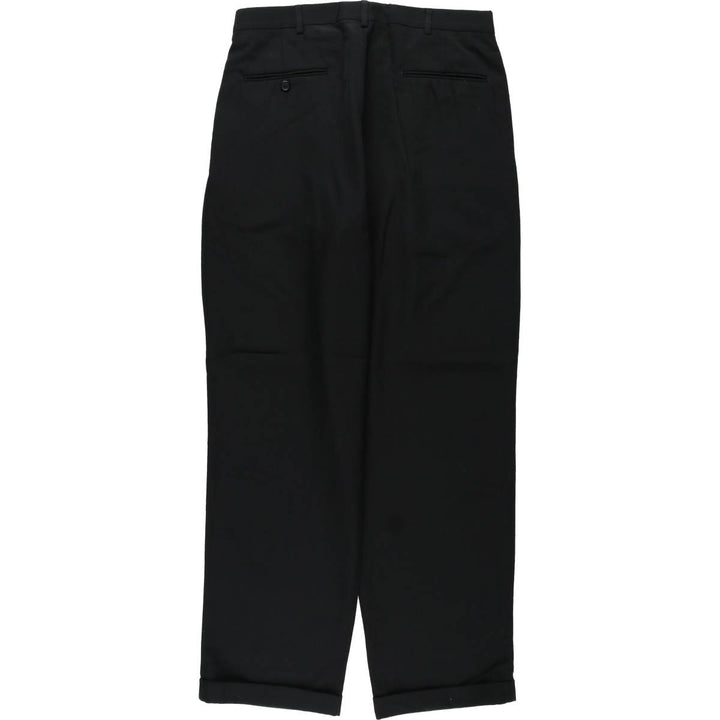 CITY STREETS CUSTOM FIT SUITS Three-pleat slacks pants, men's size W32 (approx.) polyester black type Vintage Second Hand
