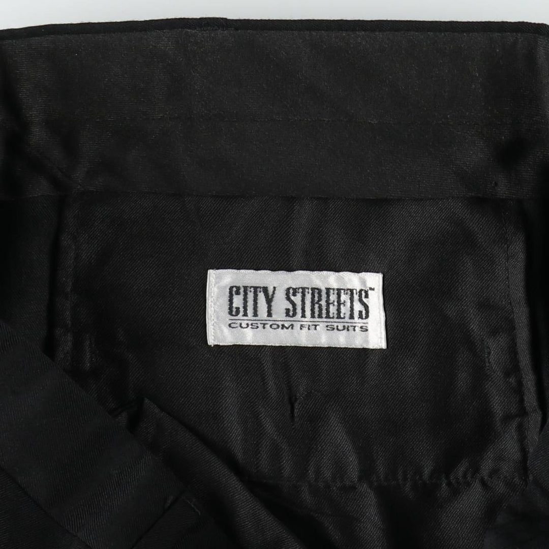 CITY STREETS CUSTOM FIT SUITS Three-pleat slacks pants, men's size W32 (approx.) polyester black type Vintage Second Hand