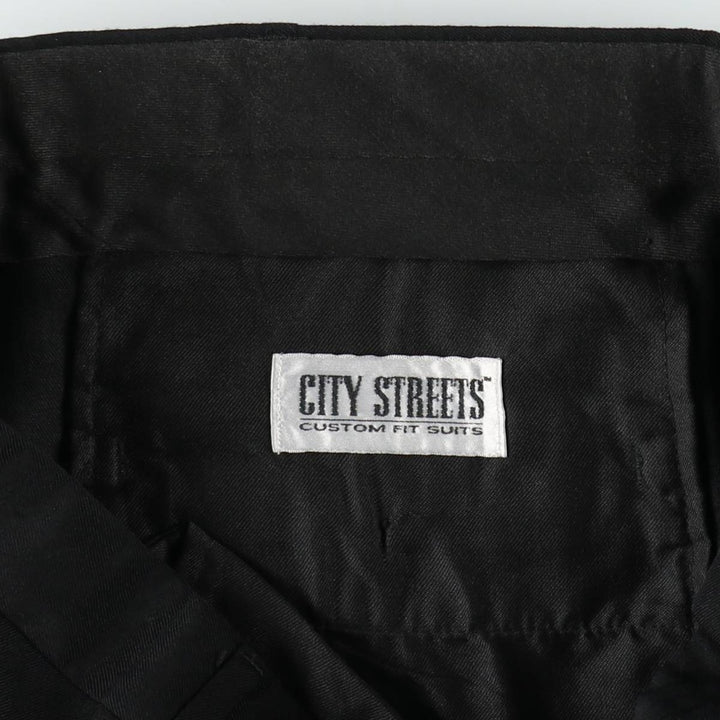 CITY STREETS CUSTOM FIT SUITS Three-pleat slacks pants, men's size W32 (approx.) polyester black type Vintage Second Hand
