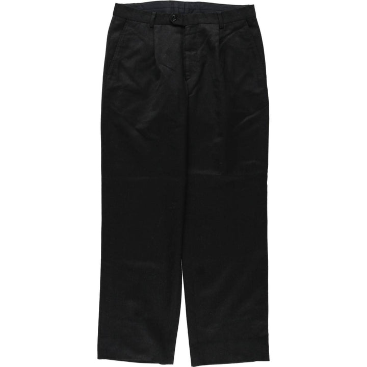 Protagonista One-Pleat Wool Trousers, Men's W33 (approx.), Vintage wool black type Vintage Second Hand