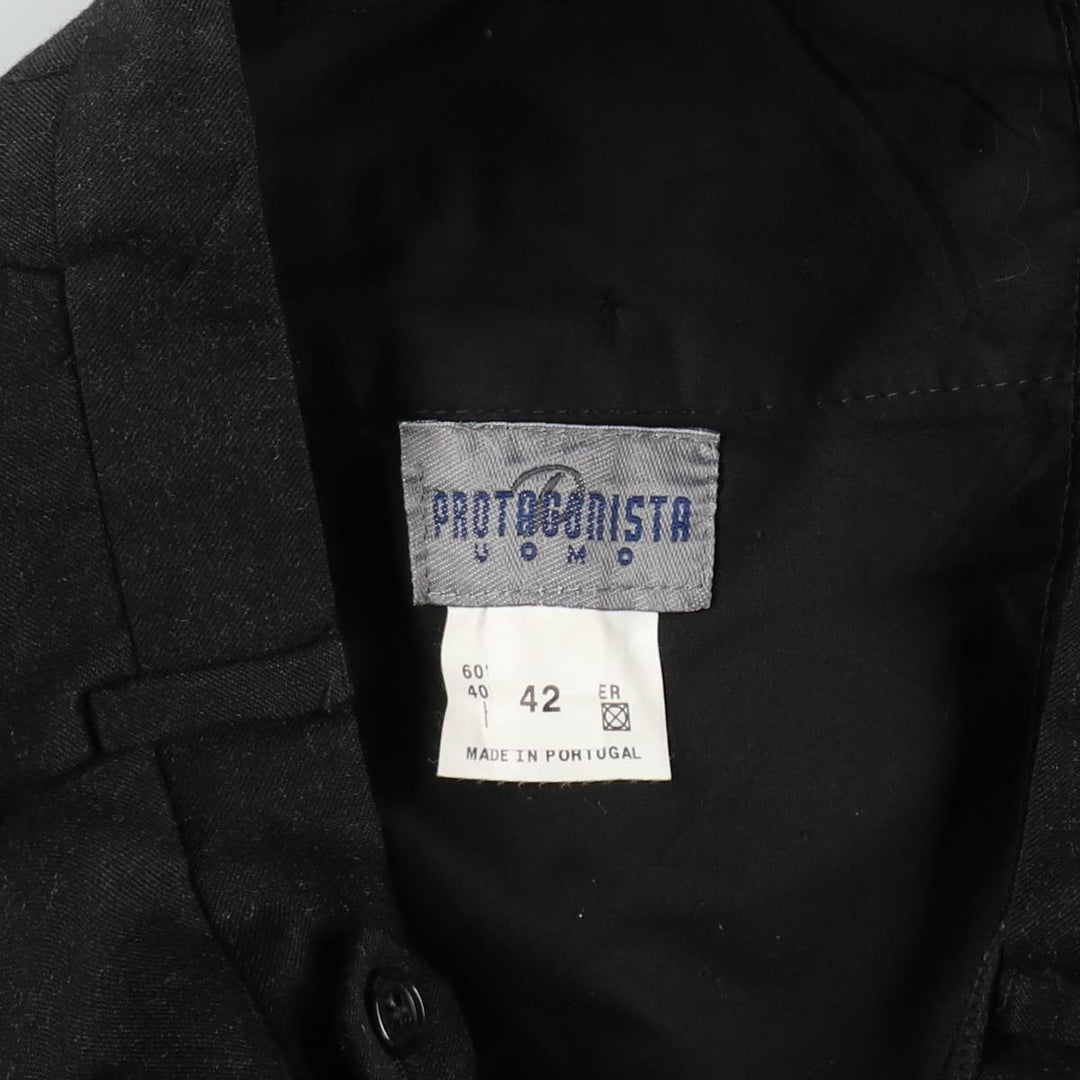 Protagonista One-Pleat Wool Trousers, Men's W33 (approx.), Vintage wool black type Vintage Second Hand