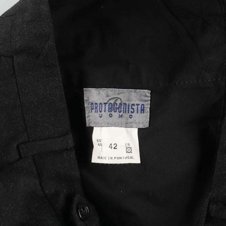 Protagonista One-Pleat Wool Trousers, Men's W33 (approx.), Vintage wool black type Vintage Second Hand