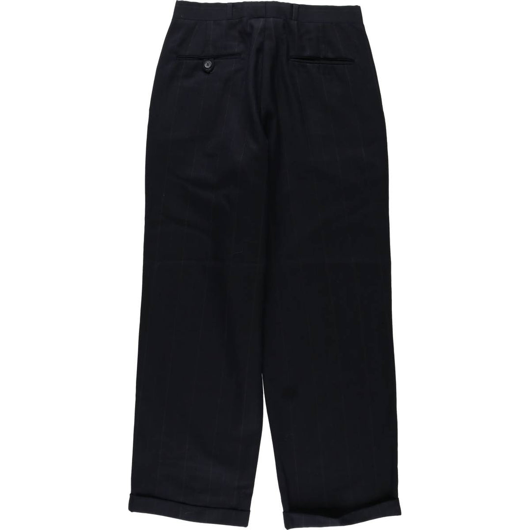HENRY GRETHEL Stripe Pattern Two-Pleat Slacks Pants Men's W31 (approx.) unclear navy blue type Vintage Second Hand