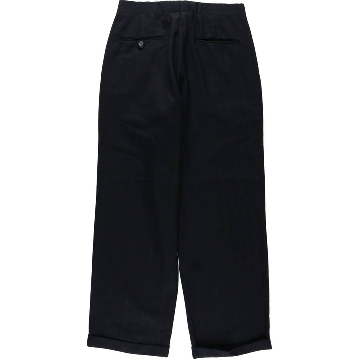 HENRY GRETHEL Stripe Pattern Two-Pleat Slacks Pants Men's W31 (approx.) unclear navy blue type Vintage Second Hand