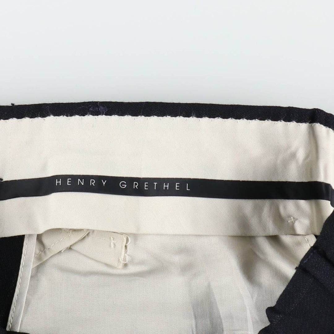HENRY GRETHEL Stripe Pattern Two-Pleat Slacks Pants Men's W31 (approx.) unclear navy blue type Vintage Second Hand