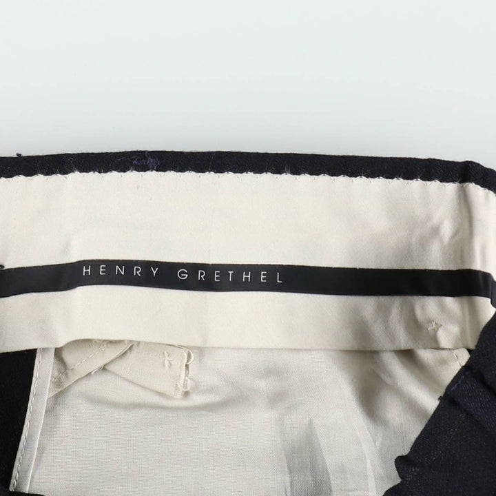HENRY GRETHEL Stripe Pattern Two-Pleat Slacks Pants Men's W31 (approx.) unclear navy blue type Vintage Second Hand