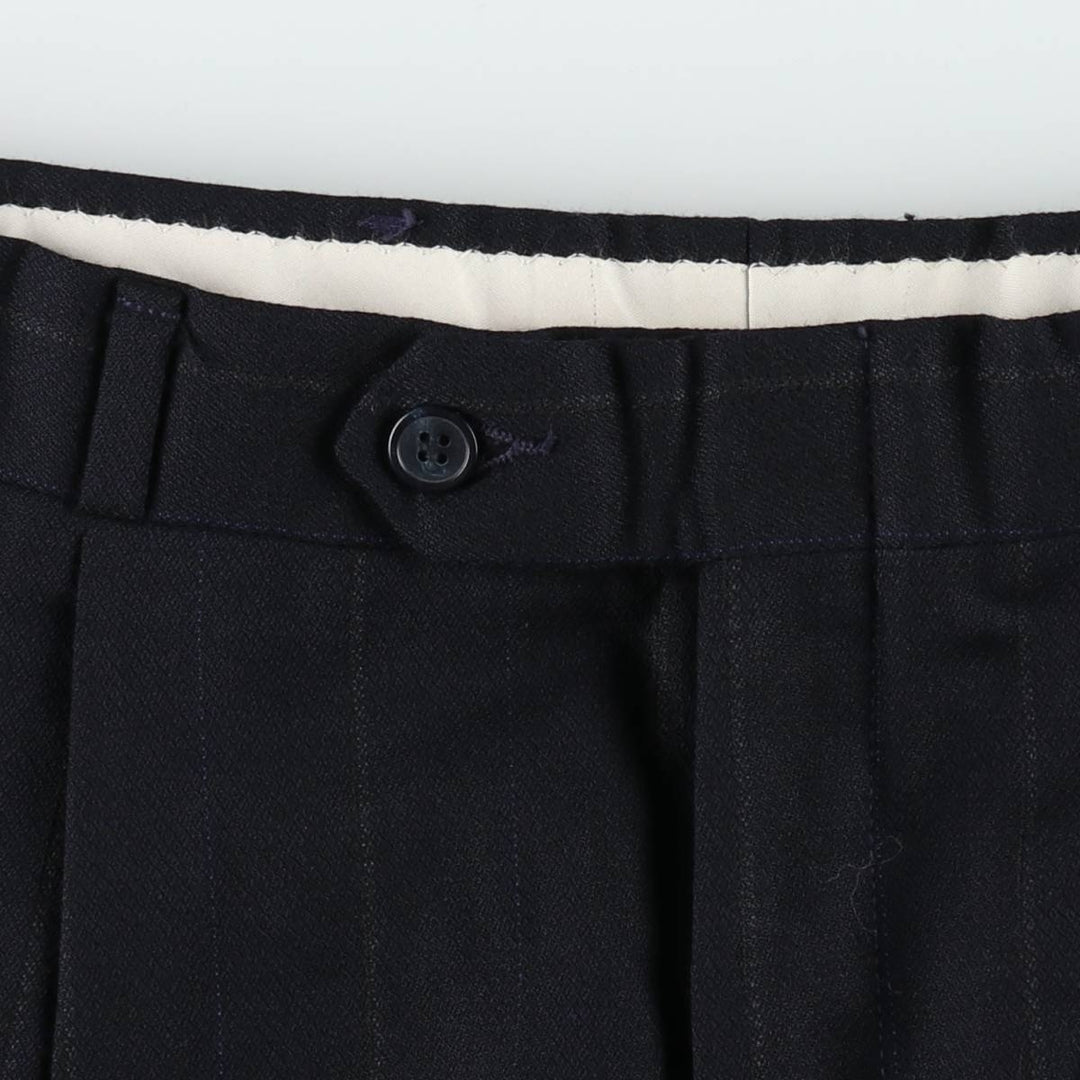 HENRY GRETHEL Stripe Pattern Two-Pleat Slacks Pants Men's W31 (approx.) unclear navy blue type Vintage Second Hand