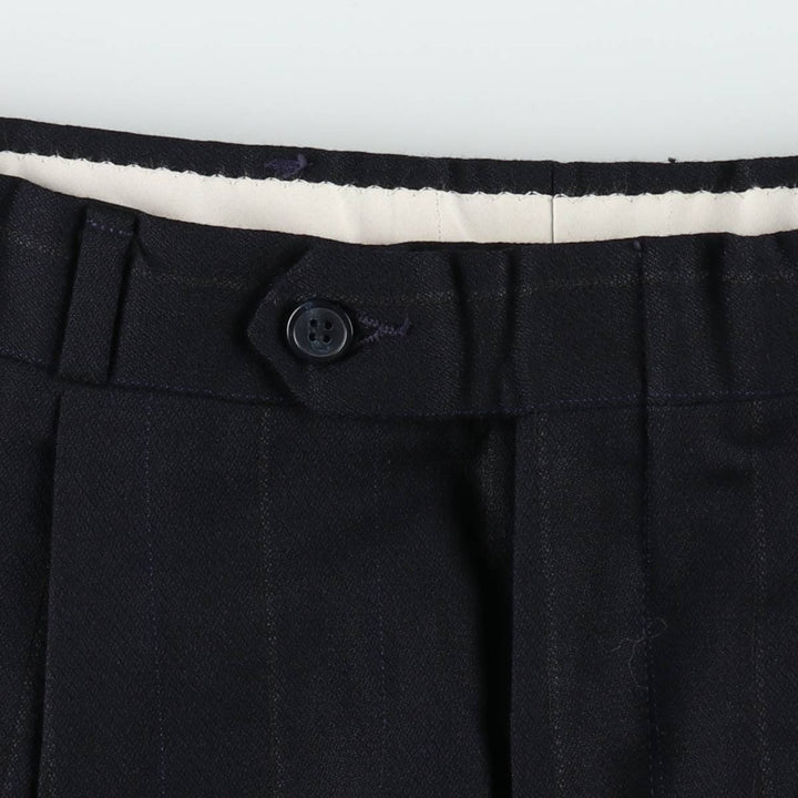 HENRY GRETHEL Stripe Pattern Two-Pleat Slacks Pants Men's W31 (approx.) unclear navy blue type Vintage Second Hand