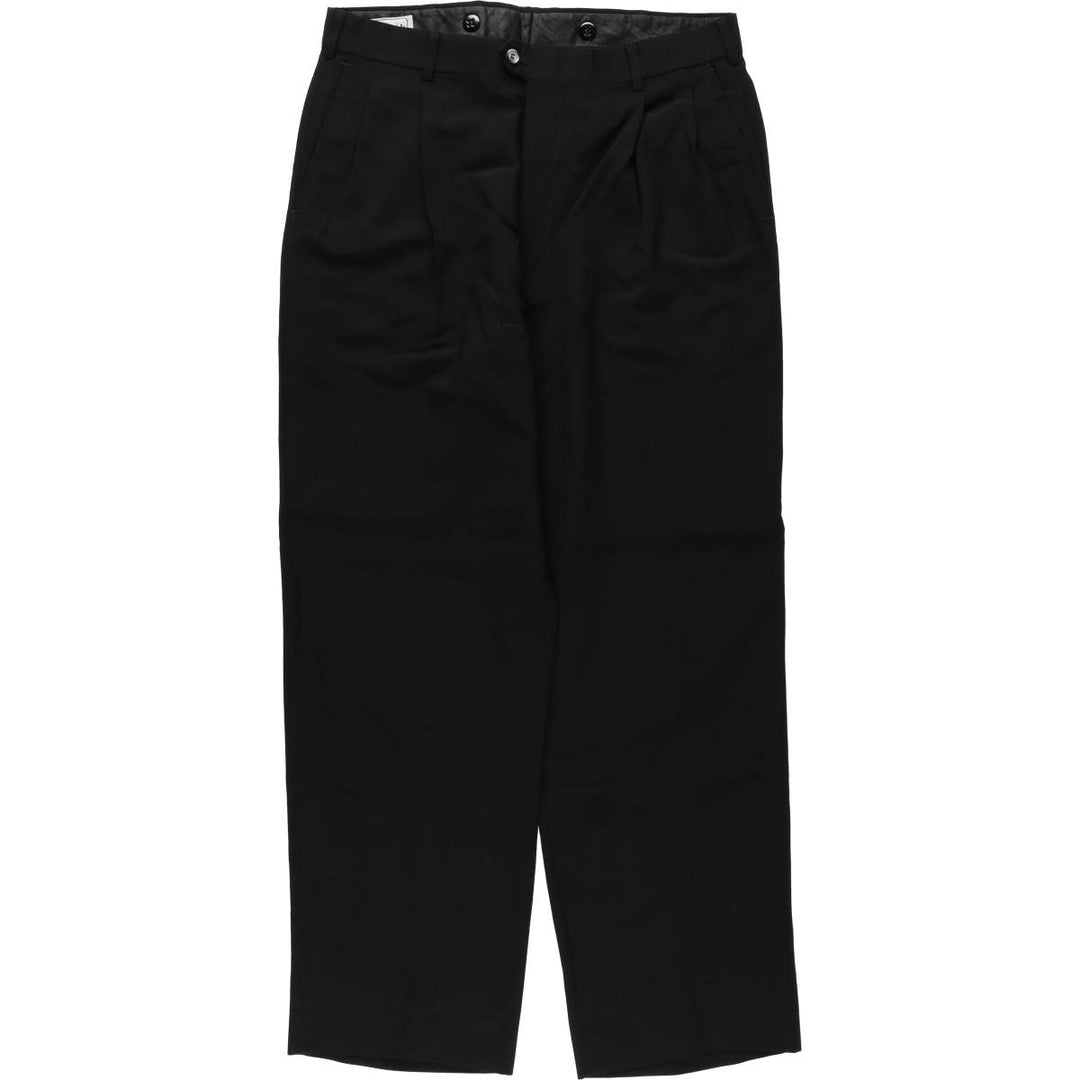 Tailor's Bench Two-Pleat Wool Trousers, Made in USA, Men's Size W32 (approx.) wool black type Vintage Second Hand