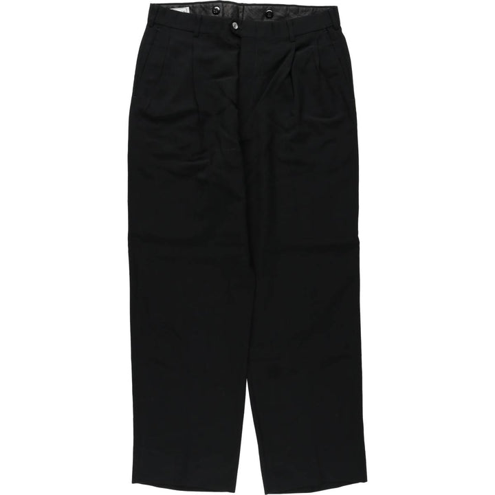 Tailor's Bench Two-Pleat Wool Trousers, Made in USA, Men's Size W32 (approx.) wool black type Vintage Second Hand
