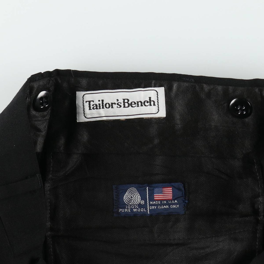 Tailor's Bench Two-Pleat Wool Trousers, Made in USA, Men's Size W32 (approx.) wool black type Vintage Second Hand