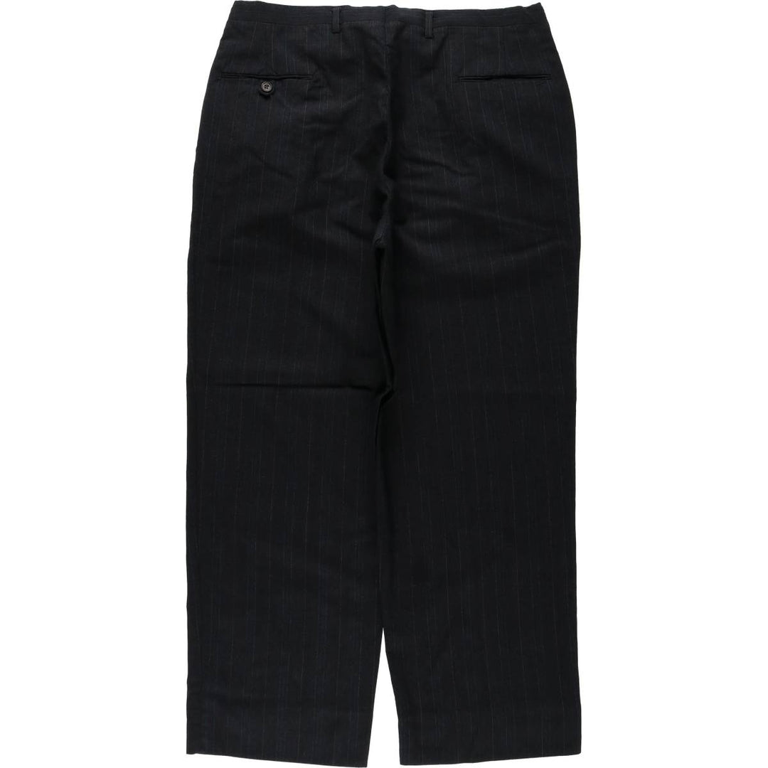 Striped Pattern Slacks Pants, Men's W35 (approx.), Two Pleats unclear black type Vintage Second Hand