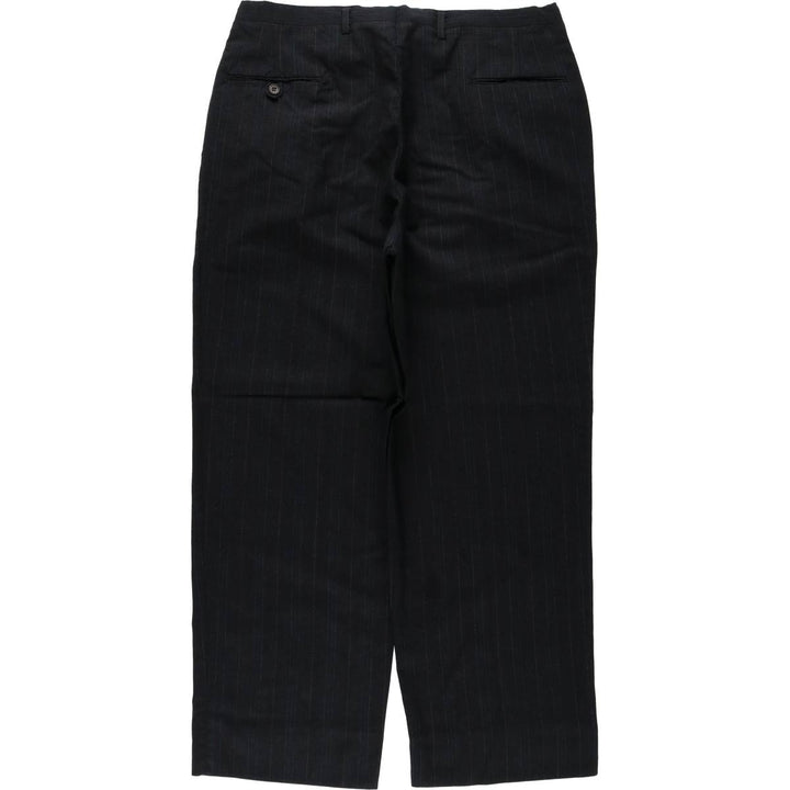 Striped Pattern Slacks Pants, Men's W35 (approx.), Two Pleats unclear black type Vintage Second Hand