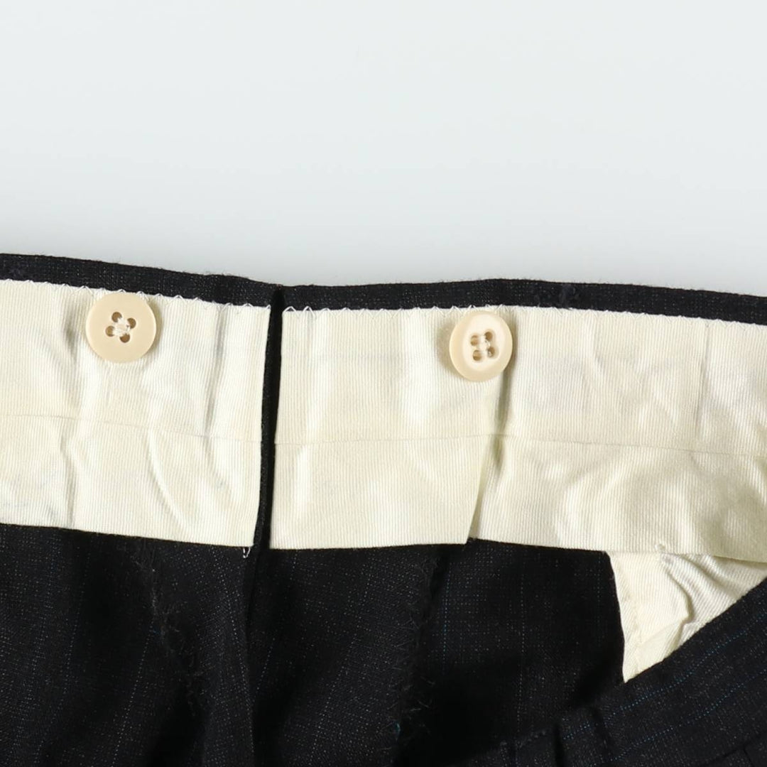 Striped Pattern Slacks Pants, Men's W35 (approx.), Two Pleats unclear black type Vintage Second Hand