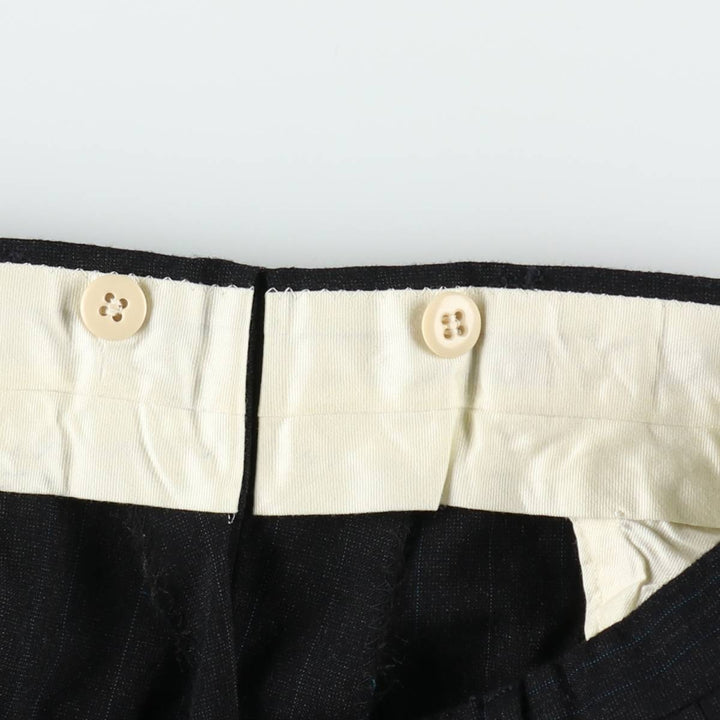 Striped Pattern Slacks Pants, Men's W35 (approx.), Two Pleats unclear black type Vintage Second Hand