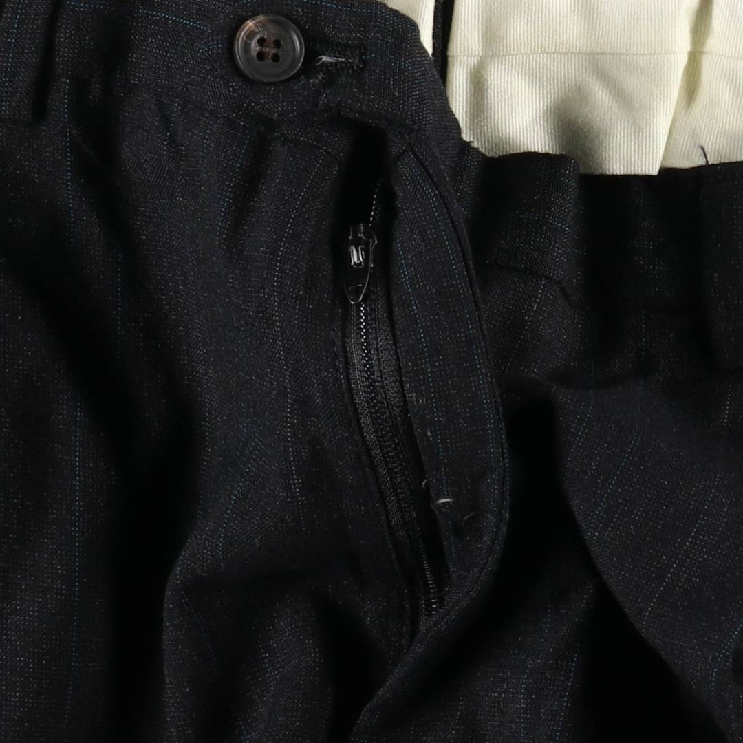 Striped Pattern Slacks Pants, Men's W35 (approx.), Two Pleats unclear black type Vintage Second Hand