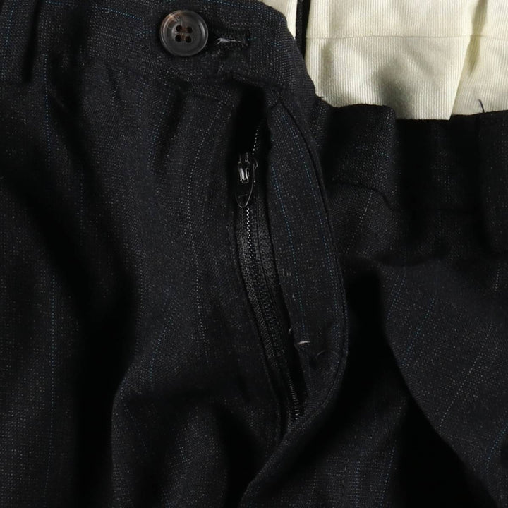 Striped Pattern Slacks Pants, Men's W35 (approx.), Two Pleats unclear black type Vintage Second Hand