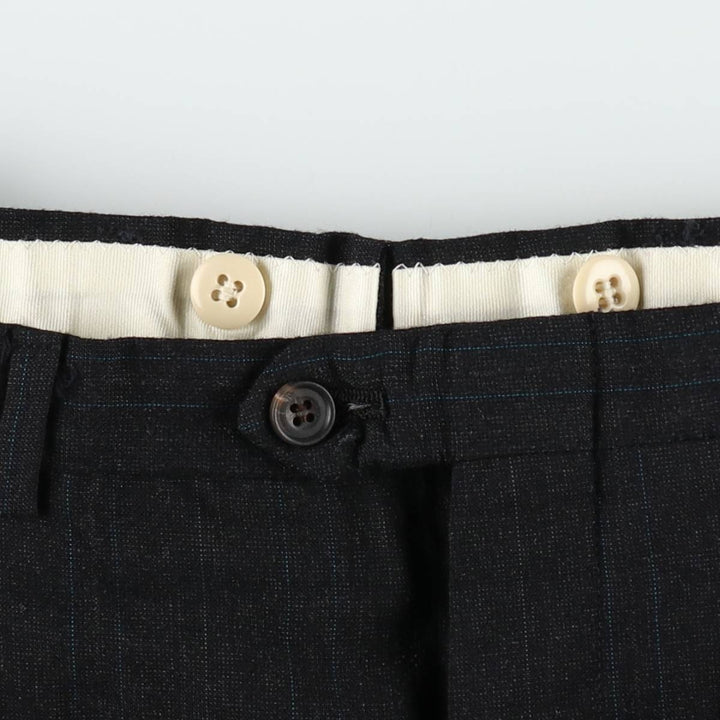 Striped Pattern Slacks Pants, Men's W35 (approx.), Two Pleats unclear black type Vintage Second Hand