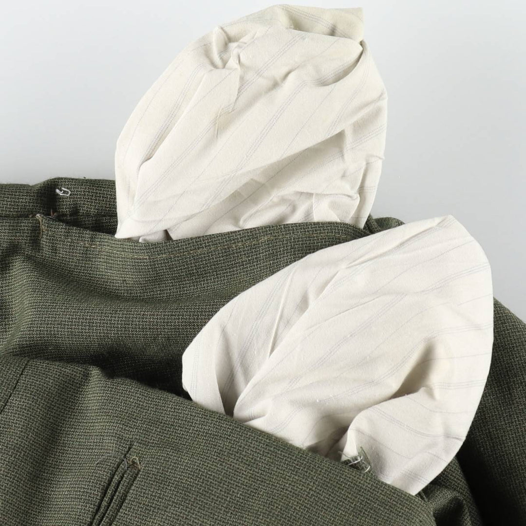 Three-pleat slacks pants, men's size W37 (approx.) cotton green type Vintage Second Hand