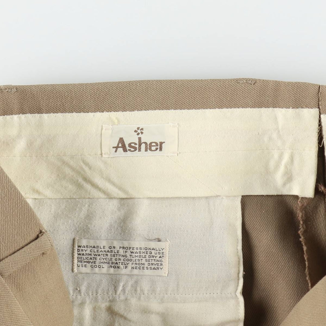 Asher slacks pants, men's size W35 (approx.), vintage. unclear Beige type Vintage Second Hand