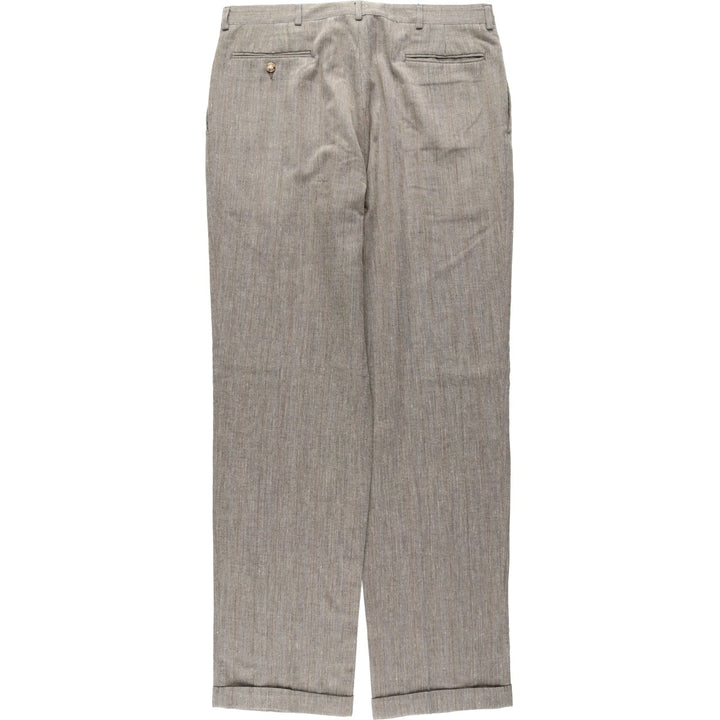 Haggar Gallery Stripe Pattern Two-Pleat Slacks Pants, Made in USA, Men's W35 (approx.), Vintage polyester beige type brown Vintage Second Hand