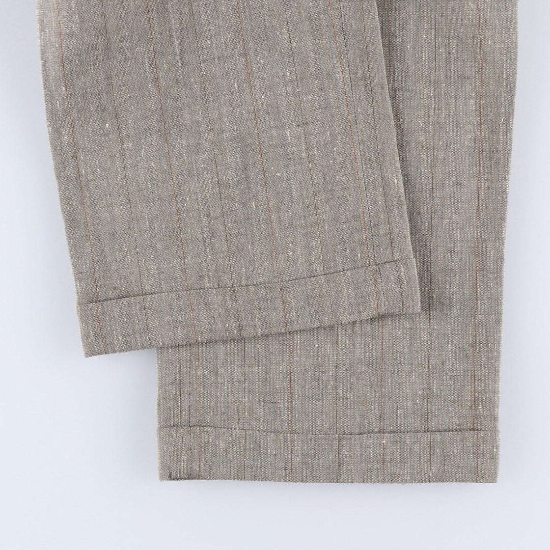Haggar Gallery Stripe Pattern Two-Pleat Slacks Pants, Made in USA, Men's W35 (approx.), Vintage polyester beige type brown Vintage Second Hand