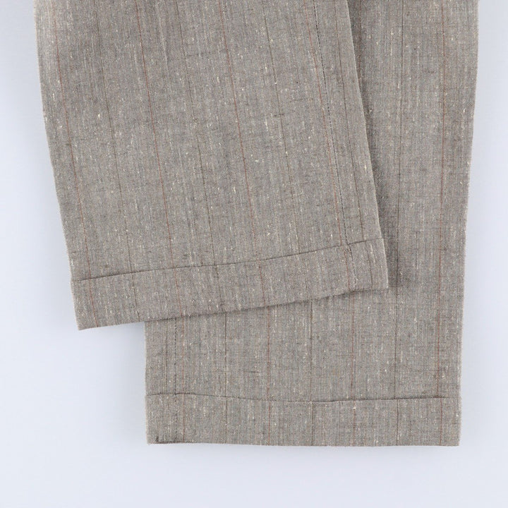 Haggar Gallery Stripe Pattern Two-Pleat Slacks Pants, Made in USA, Men's W35 (approx.), Vintage polyester beige type brown Vintage Second Hand
