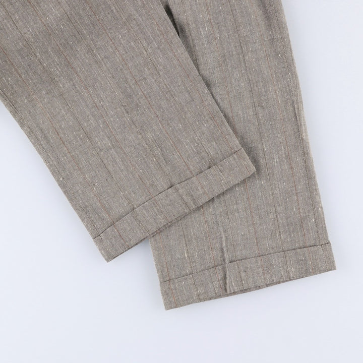 Haggar Gallery Stripe Pattern Two-Pleat Slacks Pants, Made in USA, Men's W35 (approx.), Vintage polyester beige type brown Vintage Second Hand