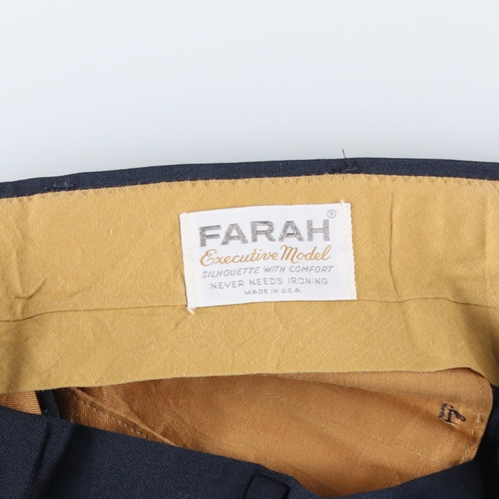 FARAH slacks pants, made in USA, men's size W34 (approx.), vintage. unclear navy blue type Vintage Second Hand