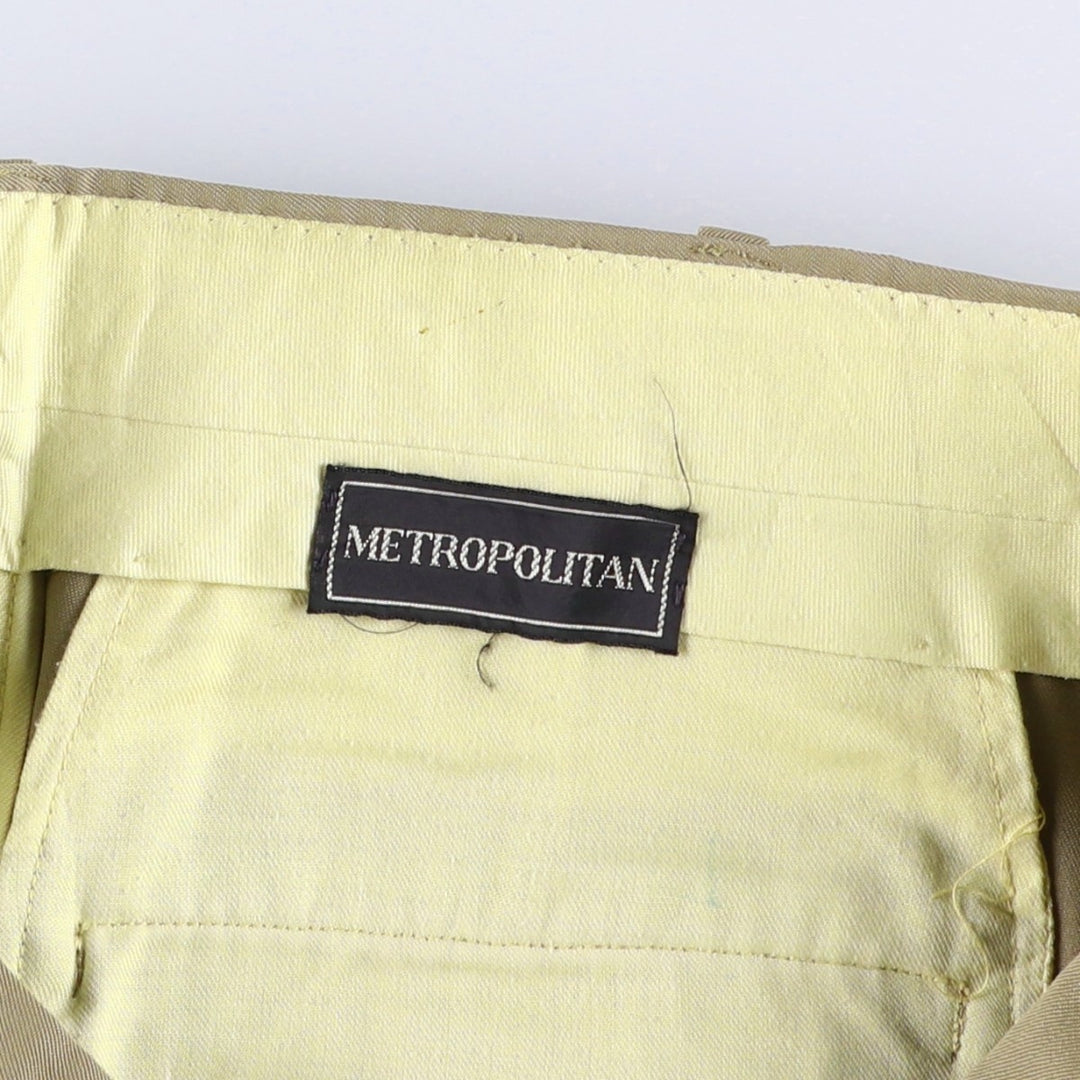 METROPOLITAN Wool Trousers, Slacks, Men's, Size W34 (approx.), Vintage wool Khaki type Vintage Second Hand