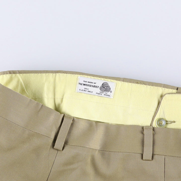 METROPOLITAN Wool Trousers, Slacks, Men's, Size W34 (approx.), Vintage wool Khaki type Vintage Second Hand