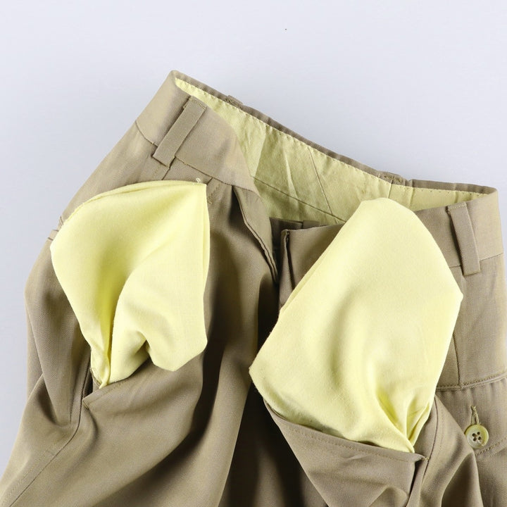 METROPOLITAN Wool Trousers, Slacks, Men's, Size W34 (approx.), Vintage wool Khaki type Vintage Second Hand