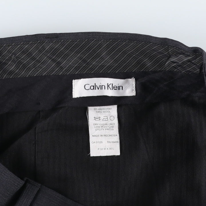 2000'S Calvin Klein wool trousers/slacks, men's size W33 (approx.) wool Charcoal Vintage Second Hand