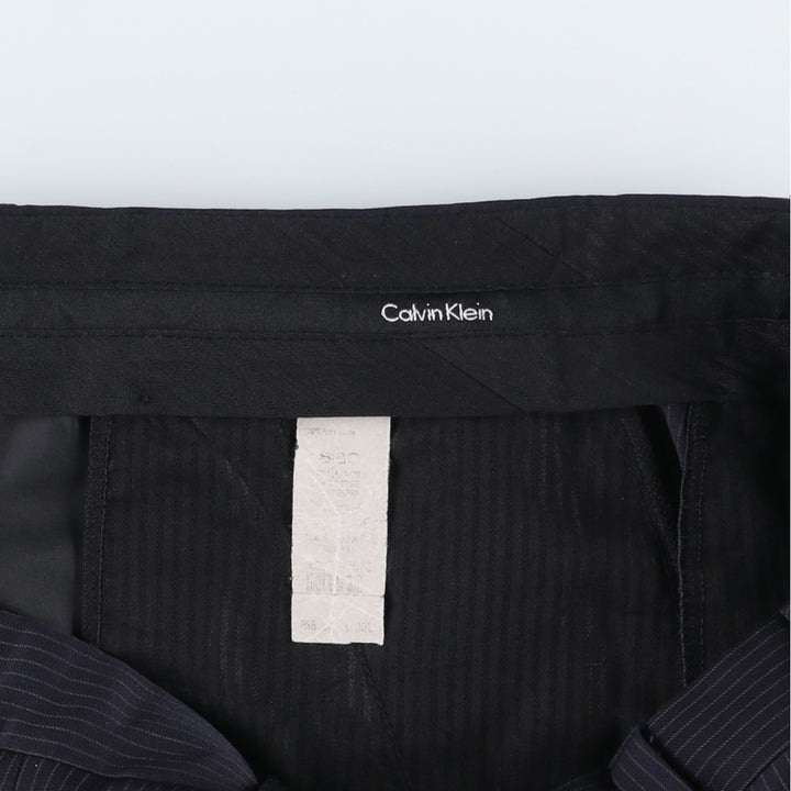 Calvin Klein striped pattern slacks pants, men's size W37 (approx.) unclear navy blue type Vintage Second Hand