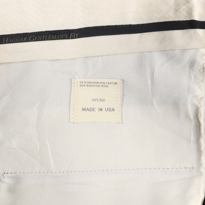 HAGGAR GENTLEMAN'S FIT Stripe Pattern Two-Pleat Slacks Pants, Made in USA, Men's W35 (approx.), Vintage polyester Charcoal Vintage Second Hand