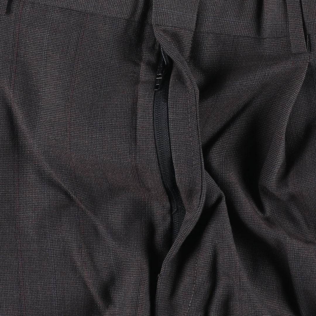 HAGGAR GENTLEMAN'S FIT Stripe Pattern Two-Pleat Slacks Pants, Made in USA, Men's W35 (approx.), Vintage polyester Charcoal Vintage Second Hand