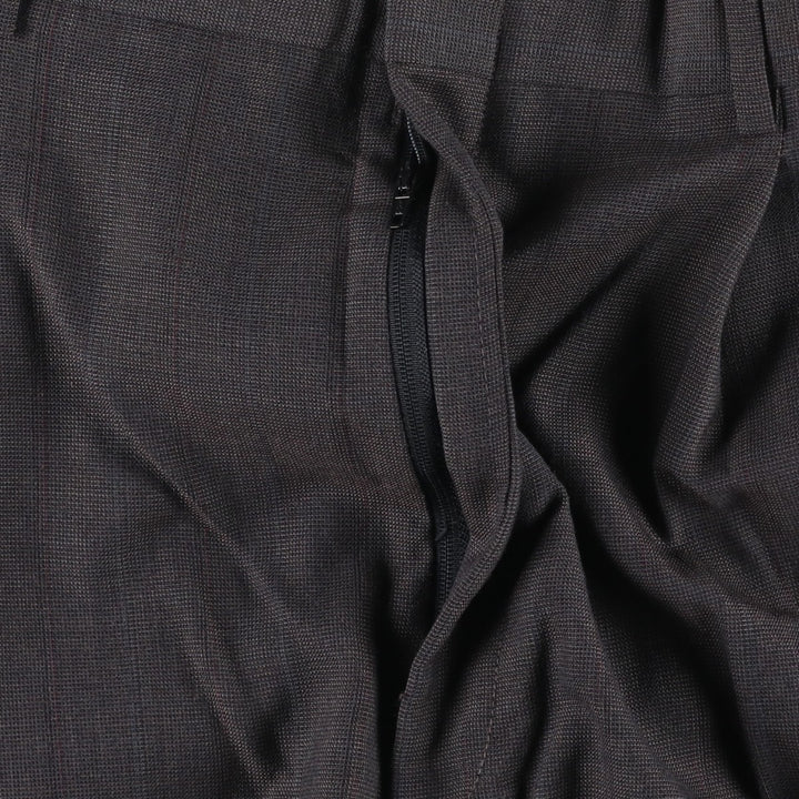 HAGGAR GENTLEMAN'S FIT Stripe Pattern Two-Pleat Slacks Pants, Made in USA, Men's W35 (approx.), Vintage polyester Charcoal Vintage Second Hand