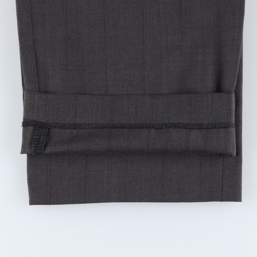 HAGGAR GENTLEMAN'S FIT Stripe Pattern Two-Pleat Slacks Pants, Made in USA, Men's W35 (approx.), Vintage polyester Charcoal Vintage Second Hand