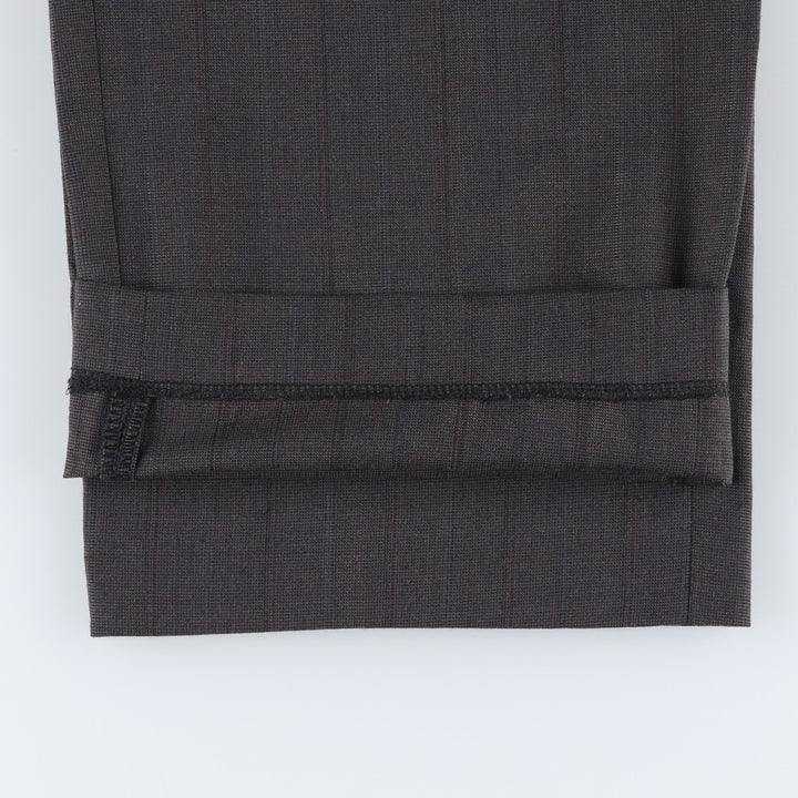 HAGGAR GENTLEMAN'S FIT Stripe Pattern Two-Pleat Slacks Pants, Made in USA, Men's W35 (approx.), Vintage polyester Charcoal Vintage Second Hand