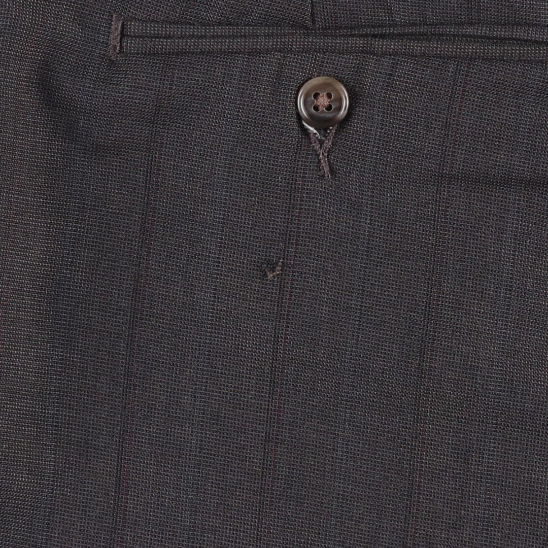 HAGGAR GENTLEMAN'S FIT Stripe Pattern Two-Pleat Slacks Pants, Made in USA, Men's W35 (approx.), Vintage polyester Charcoal Vintage Second Hand